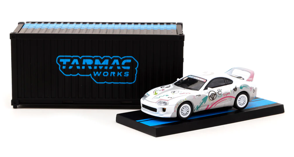 Tarmac Works 164 Toyota Supra RZ Logitech G AURORA with Container - Logitech Special Edition - HOBBY64