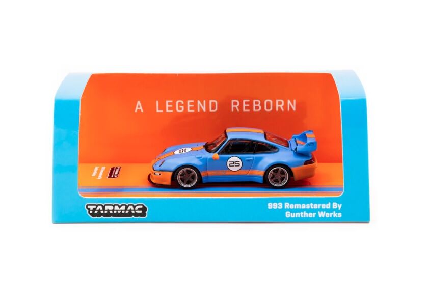 Tarmac Works 993 Remastered By Gunther Werks Blue  Orange - HOBBY64