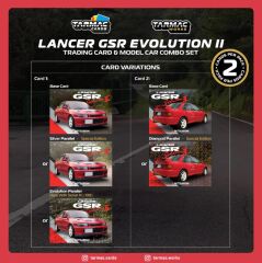 Tarmac Works Mitsubishi Lancer GSR Evolution II Red with Tarmac Cards - GLOBAL64