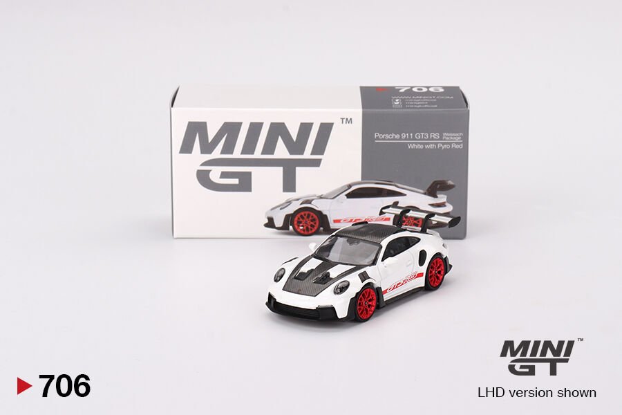 706-Porsche 911 (992) GT3 RS Weissach Package White with Pyro Red